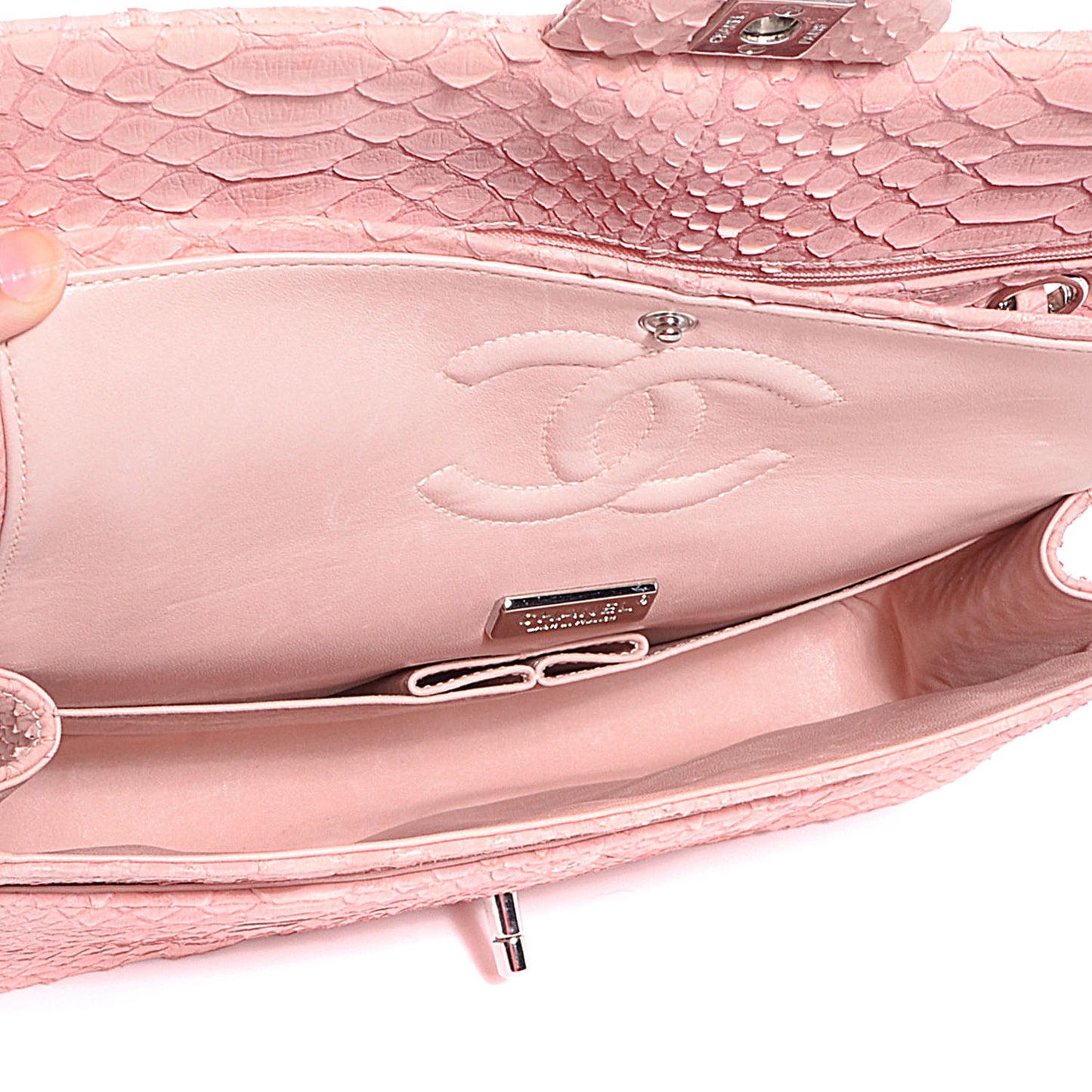 Matte Python Medium Double Flap Pink