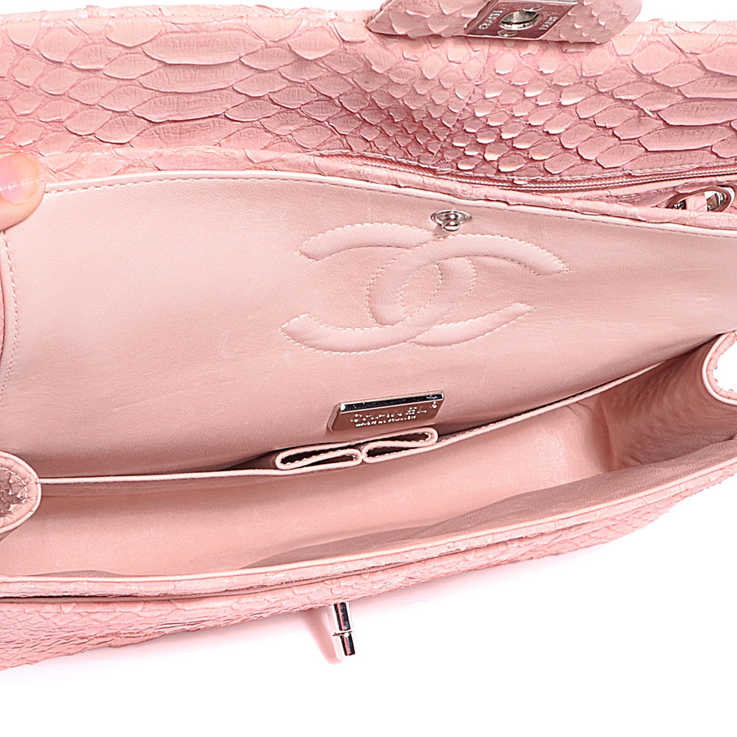 Chanel Matte Python Medium Double Flap Pink 5 of 7