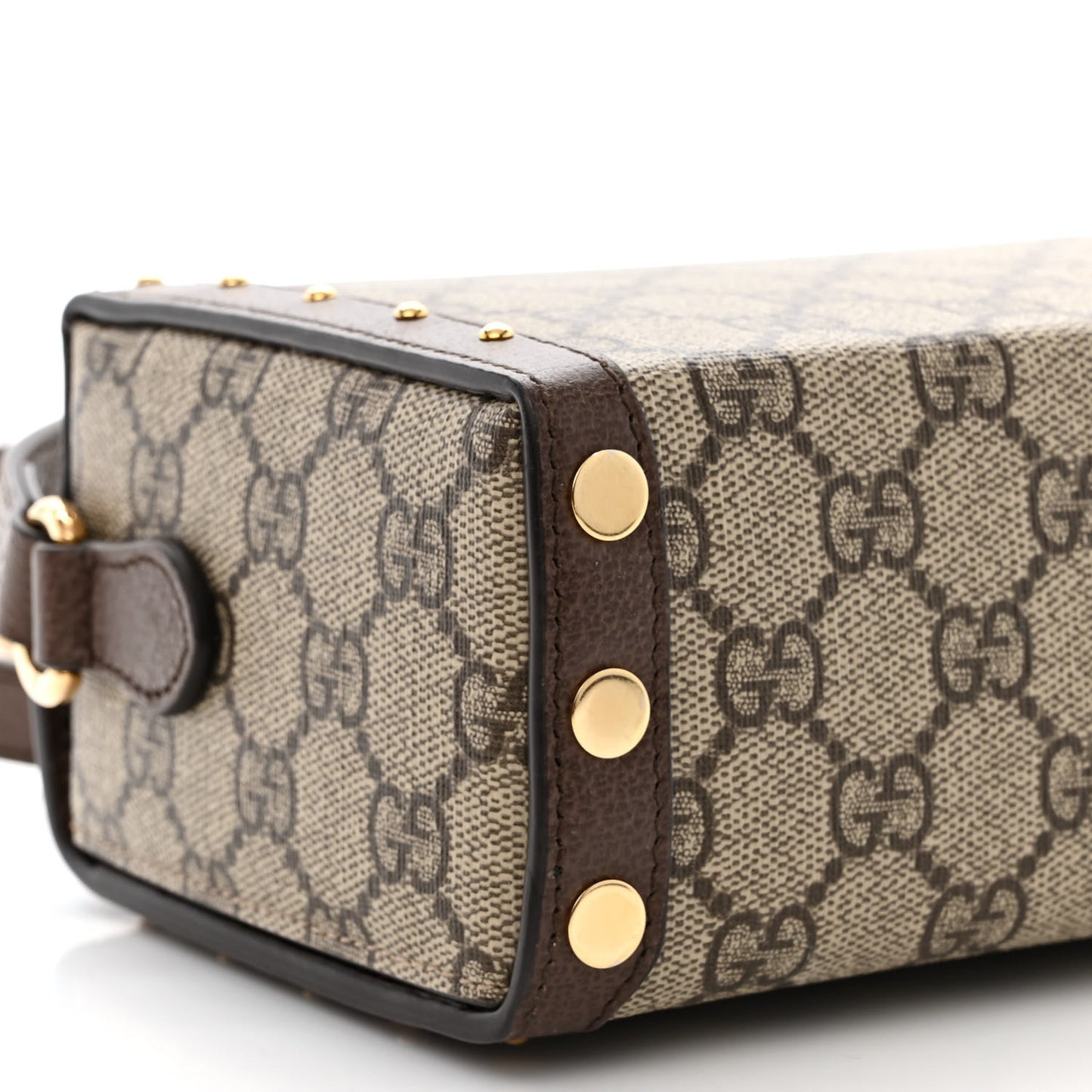 GG Supreme Monogram Textured Dollar Calfskin Mini Trunk Shoulder Bag Beige Ebony New Acero