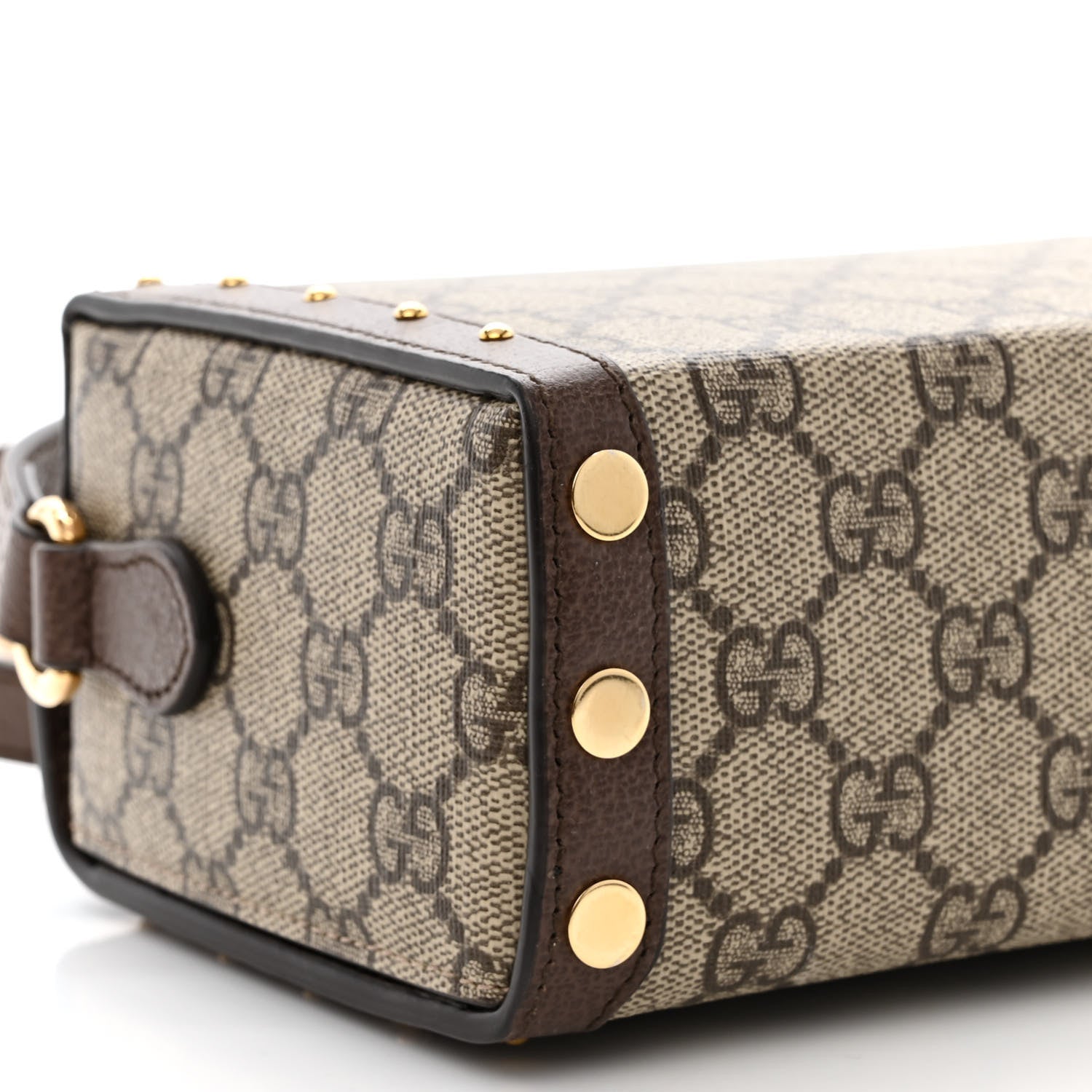Gucci GG Supreme Monogram Textured Dollar Calfskin Mini Trunk Shoulder Bag Beige Ebony New Acero 9 of 11
