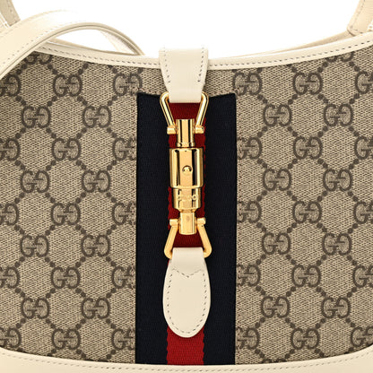 Gucci GG Supreme Monogram Azalea Calfskin Web Small Jackie 1961 Hobo Beige Ebony Mystic White 8 of 12