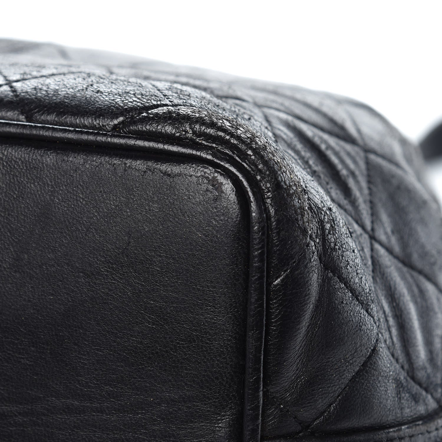 Chanel Lambskin Quilted Drawstring Bag Black 39 of 39