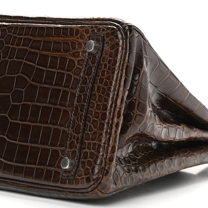 Hermes Shiny Porosus Crocodile Birkin 30 Havane 10 of 14