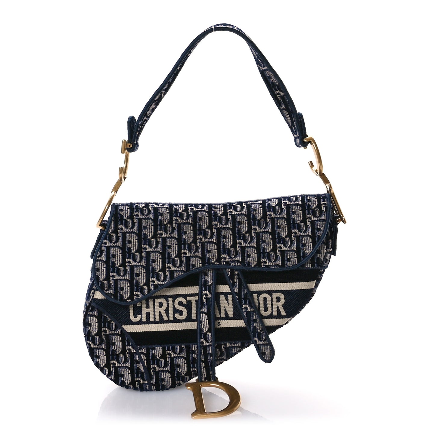 Velvet Oblique Saddle Bag Blue
