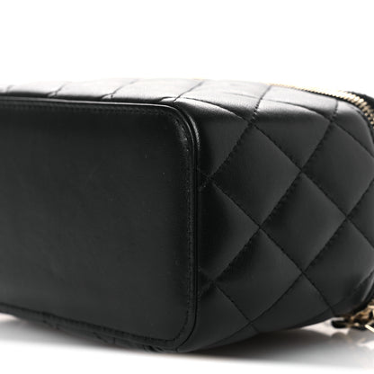 Chanel Lambskin Quilted Small Top Handle Vanity Case With Chain Black 10 of 11