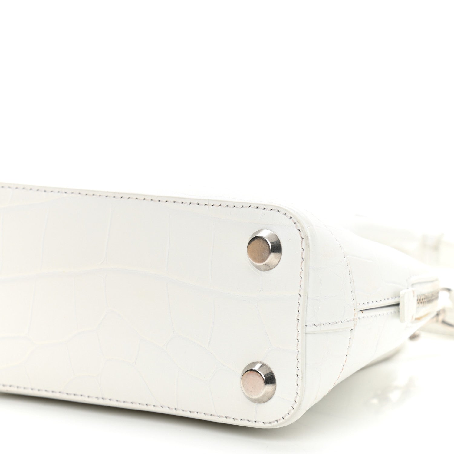Balenciaga Calfskin Crocodile Embossed XXS Ville Top Handle Bag White Black 7 of 14