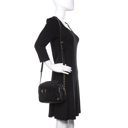 Chanel Lambskin Quilted Large Buckle Camera Case Bag Black 2 of 10