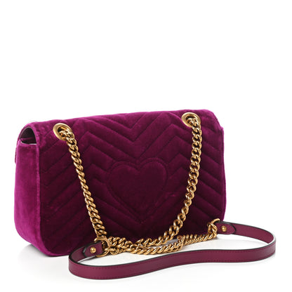 Gucci Velvet Matelasse Small GG Marmont Shoulder Bag Fuchsia Violet Cyclamen 3 of 9