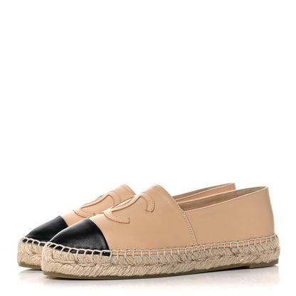 Chanel Lambskin CC Espadrilles 36 Beige Black 3 of 9