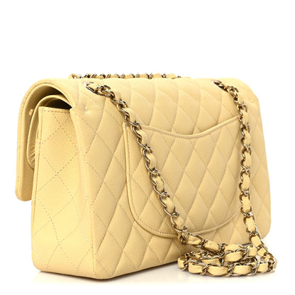 Chanel Caviar Quilted Medium Double Flap Light Yellow 2 of 10