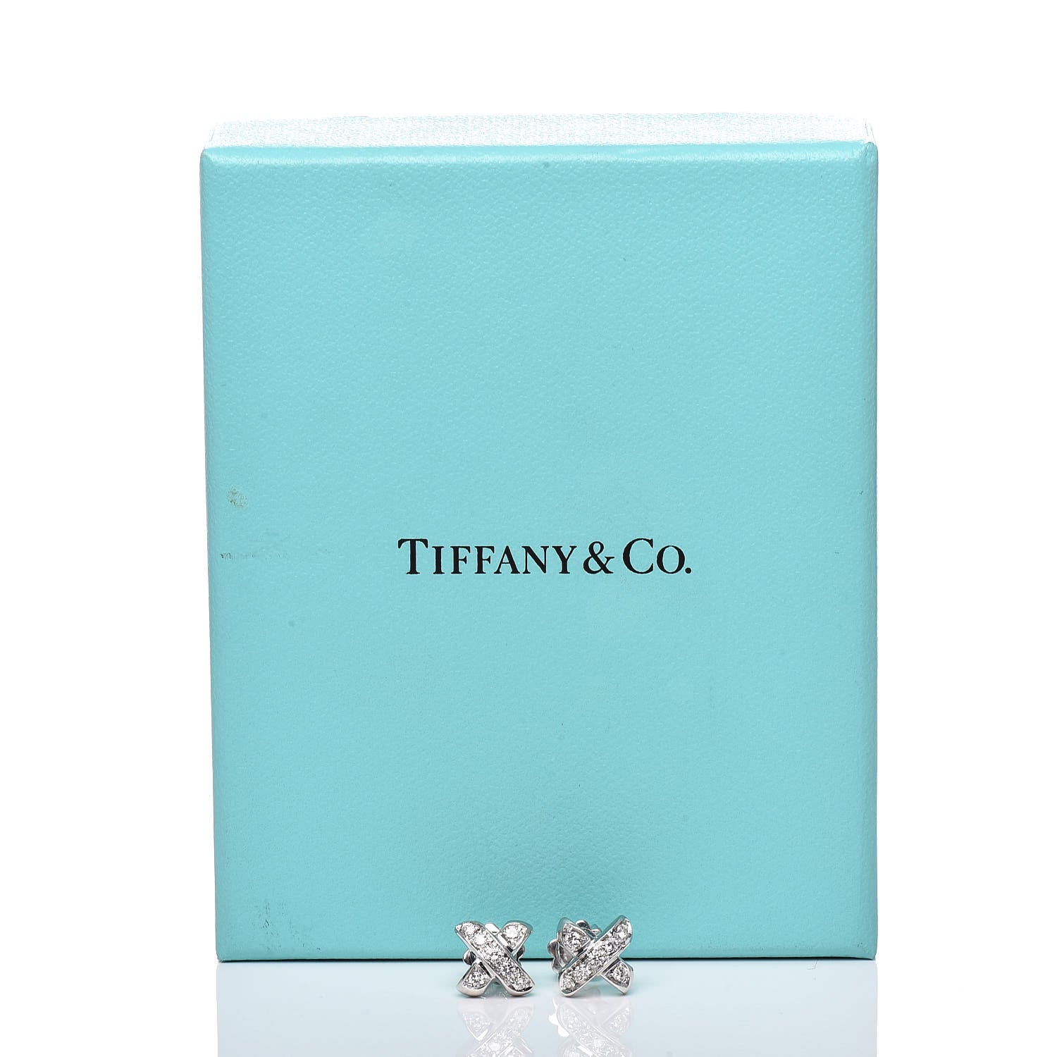 Tiffany 18K White Gold Diamond Paloma Picasso X Kiss Earrings 5 of 5