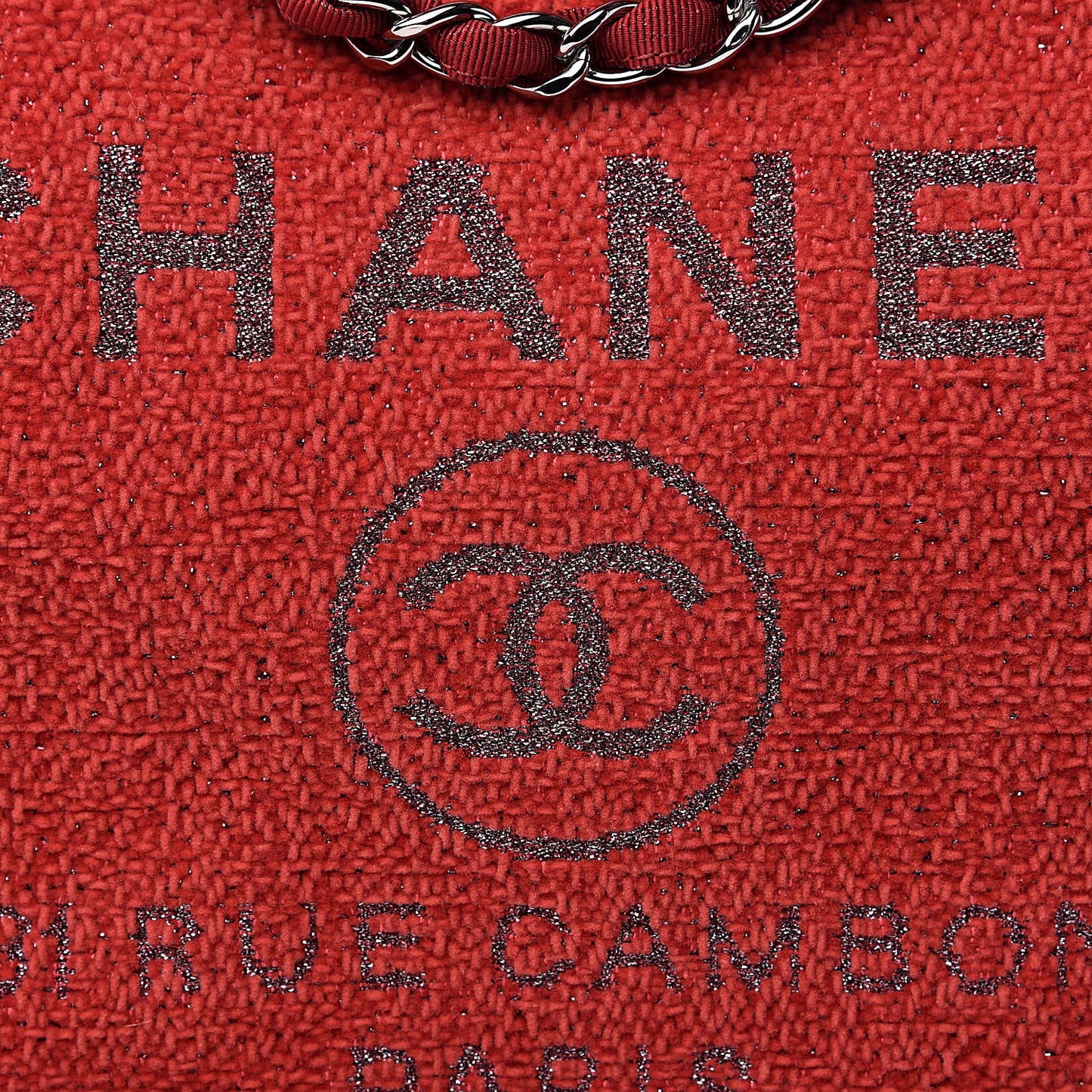 Lurex Boucle Large Deauville Tote Red