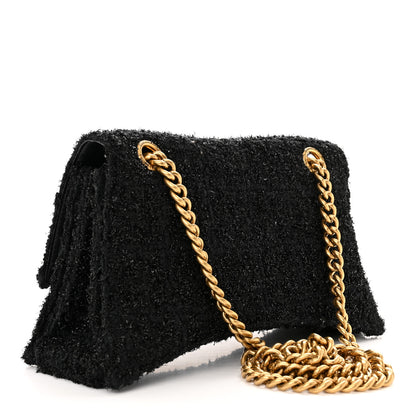 Balenciaga Metallic Tweed Boucle Quilted Small Crush Chain Bag Black 3 of 12