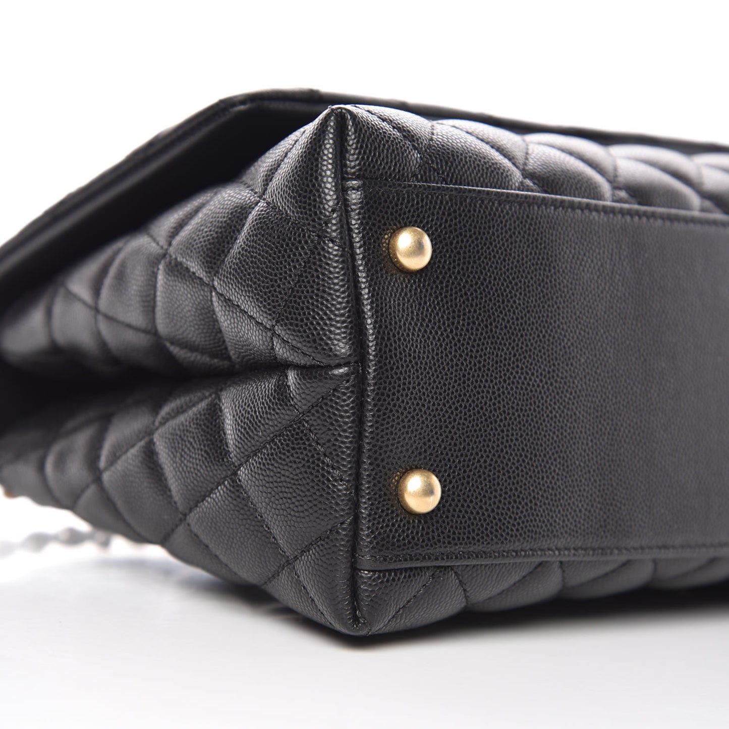 Caviar Quilted Small Coco Handle Flap Black