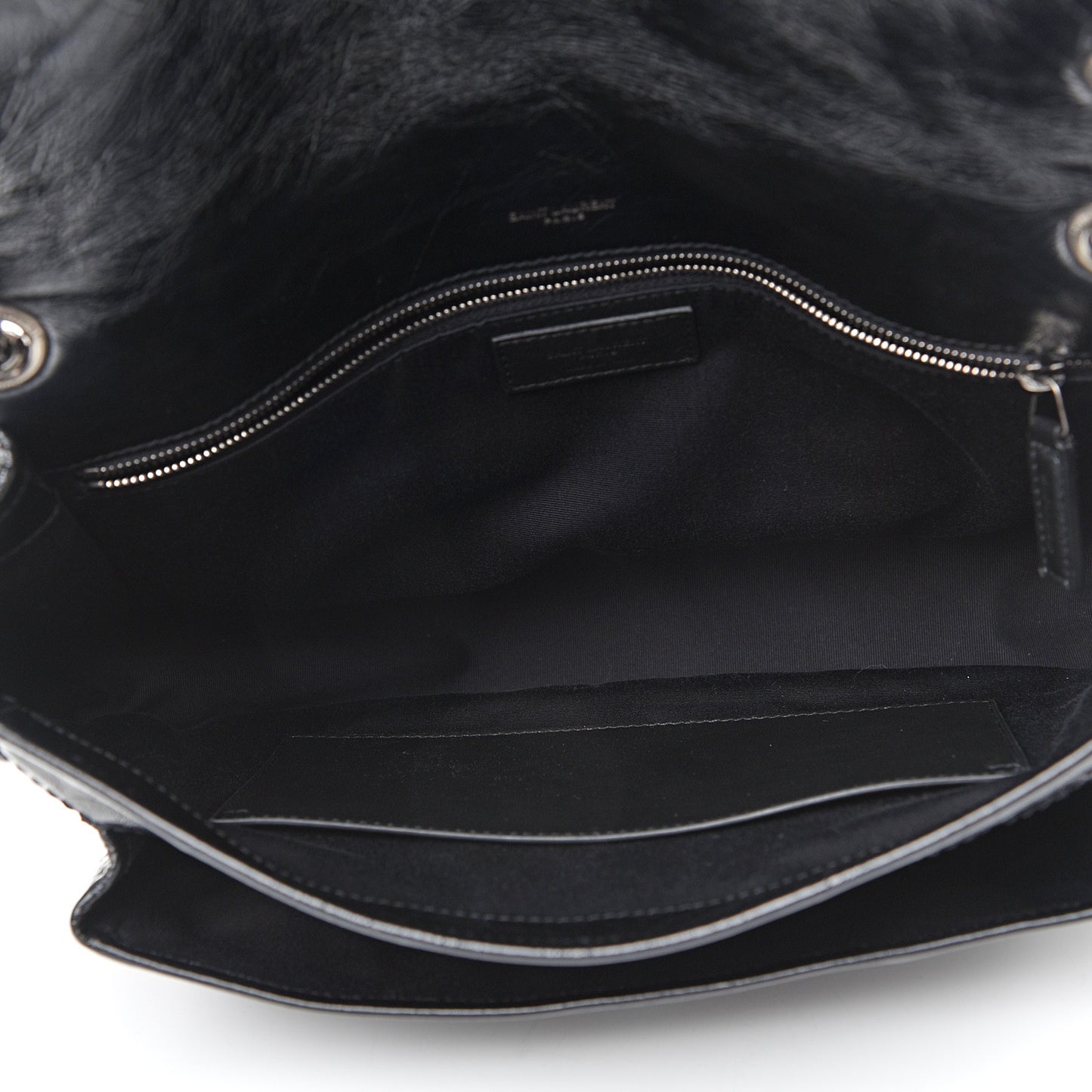 Crinkled Calfskin Matelasse Monogram Large Niki Chain Satchel Black