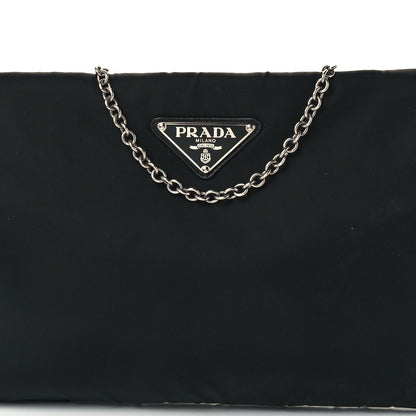 Prada Tessuto Nylon Soft Padded Medium Chain Clutch Bag Black 8 of 10