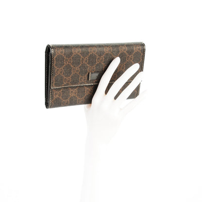 Gucci GG Supreme Monogram Joy Continental Snap Oranizer Wallet Dark Brown 2 of 7