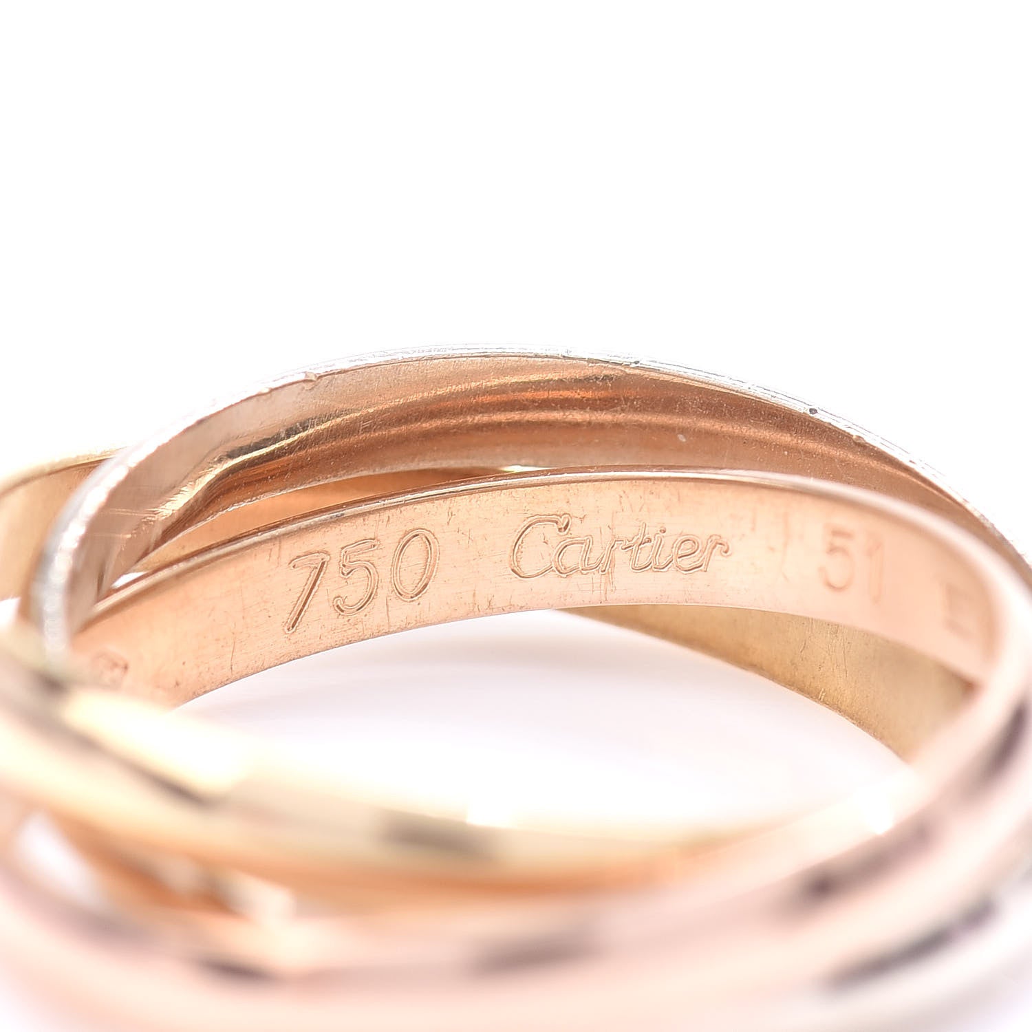 Cartier 18K Pink Yellow White Gold Small Trinity Ring 51 5.75 4 of 4