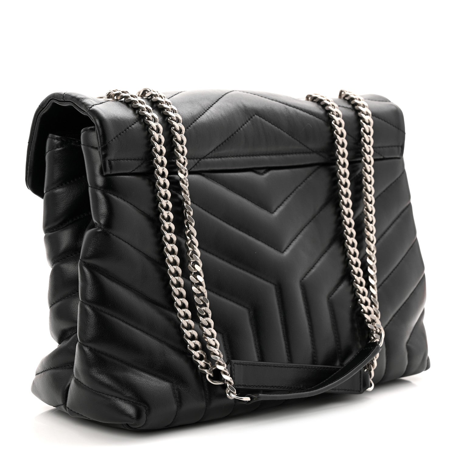 Saint Laurent Calfskin Y Quilted Monogram Medium Loulou Chain Satchel Black 2 of 9