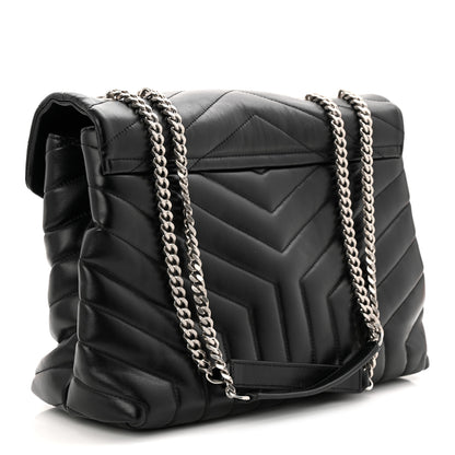 Saint Laurent Calfskin Y Quilted Monogram Medium Loulou Chain Satchel Black 2 of 9