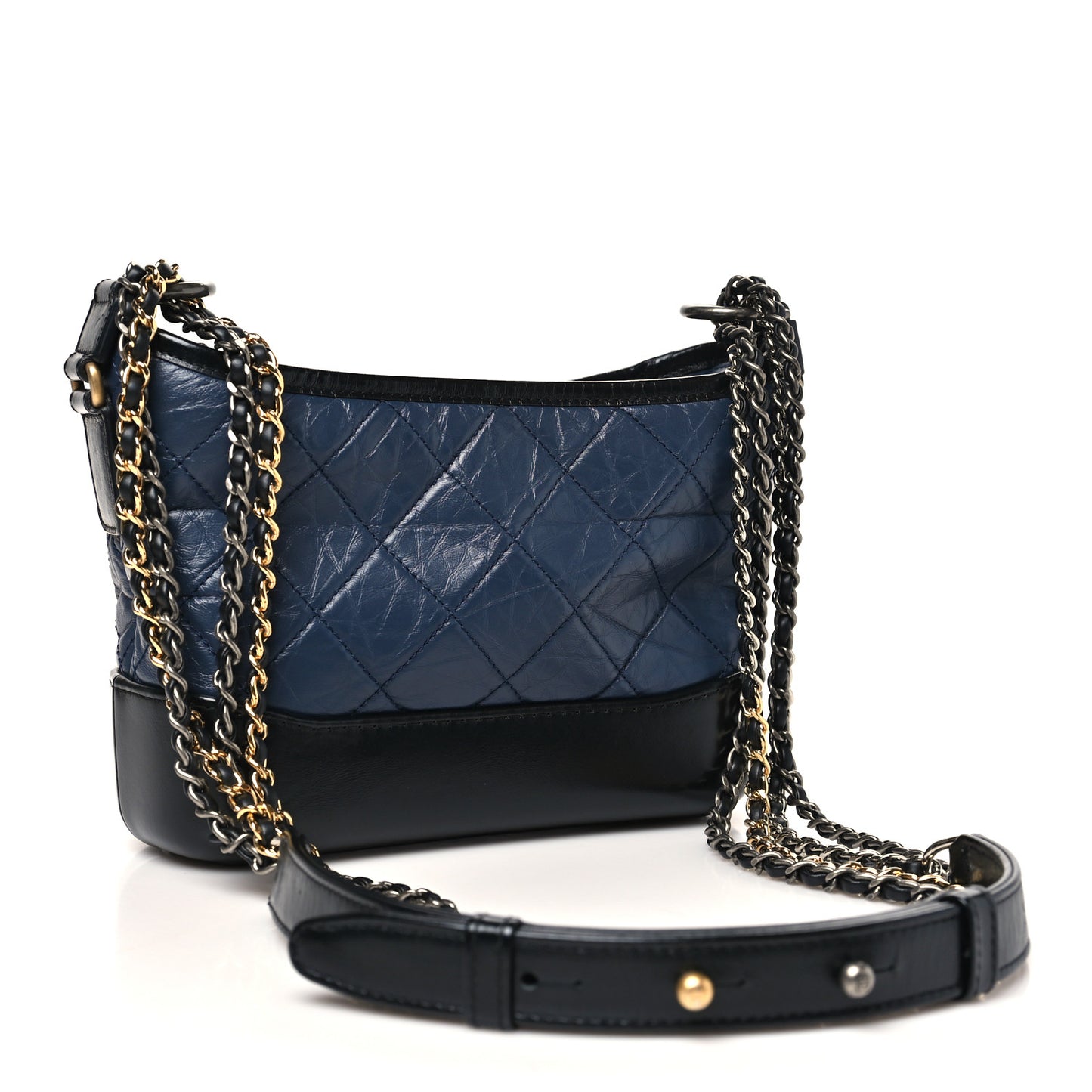 Aged Calfskin Quilted Small Gabrielle Hobo Dark Grey