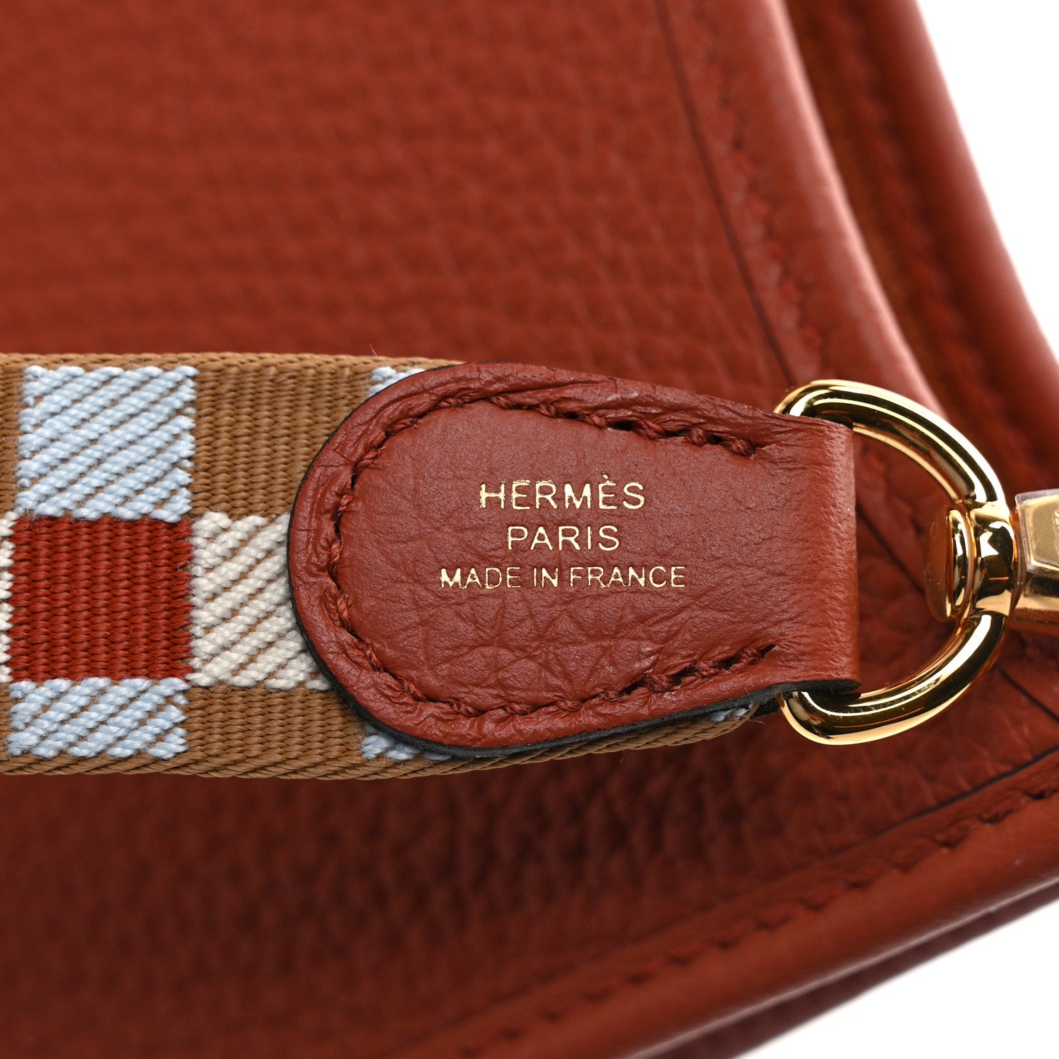 Hermes Taurillon Clemence Maxi Quadrille Evelyne TPM Cuivre Chai Nata Bleu Brume 6 of 9