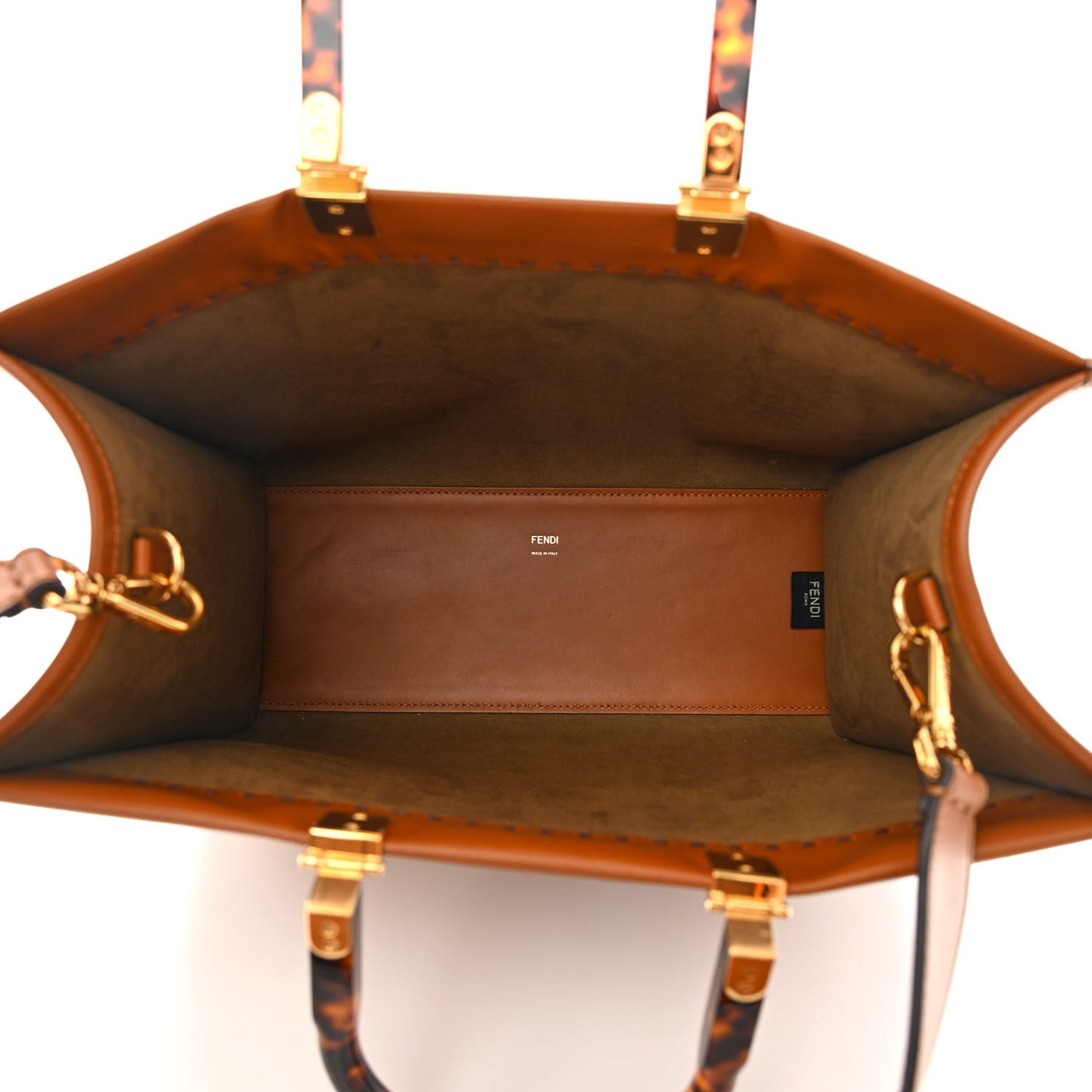 Vitello King Plexiglass Medium Fendi Sunshine Shopper Tote Cuoio