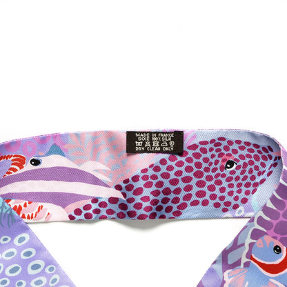 Hermes Silk Under The Waves Twilly Framboise Parme Rouge 3 of 5