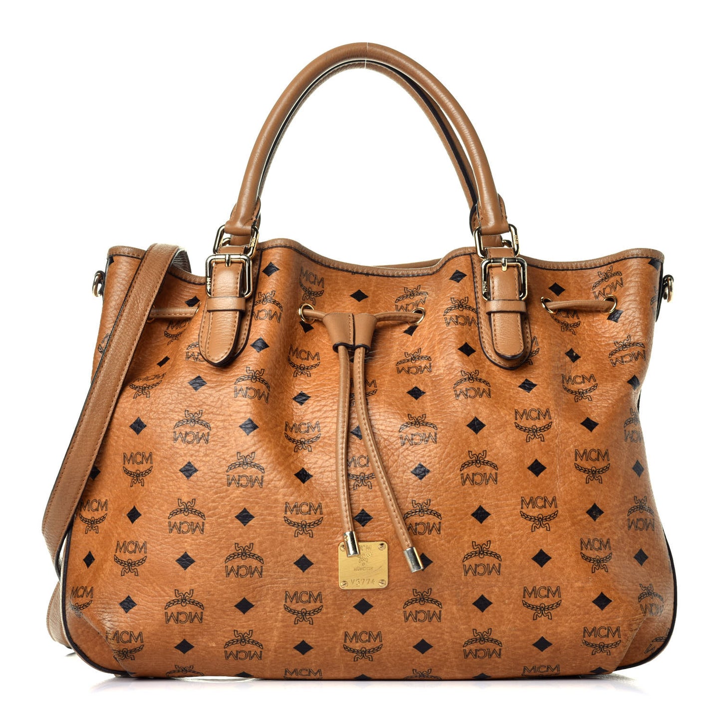Visetos Medium Drawstring Shopper Cognac