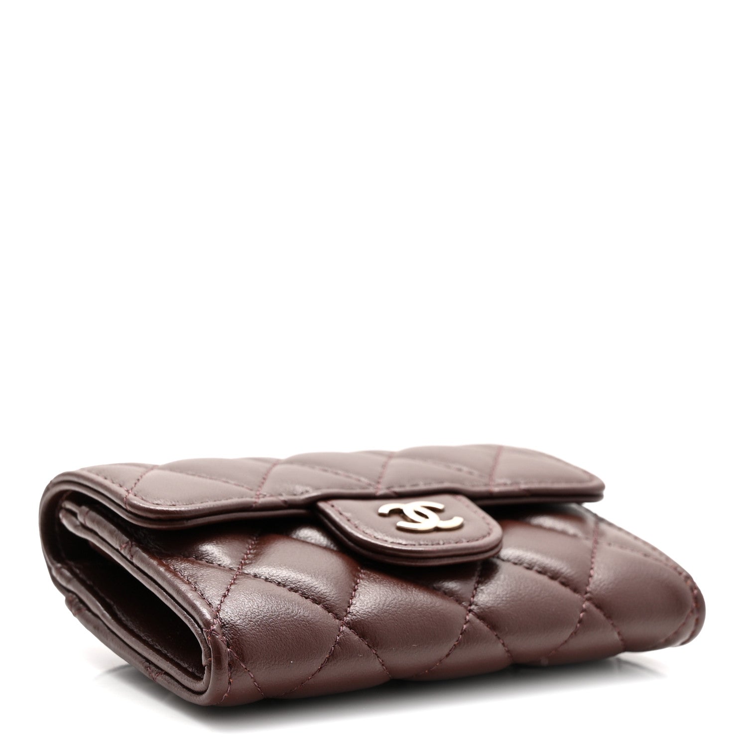 Chanel Lambskin Quilted Flap Card Holder Wallet Dark Brown 4 of 9