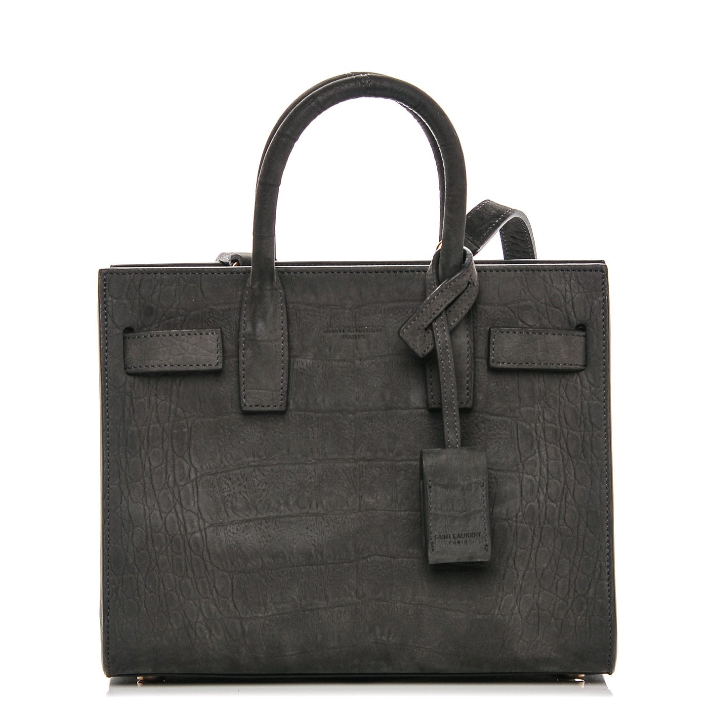 Crocodile Embossed Nubuck Nano Sac De Jour Dark Anthracite