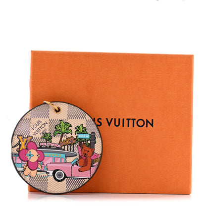 Louis Vuitton Damier Azur 2021 Christmas Animation Hollywood Bag Charm Key Ring Fuchsia 4 of 4