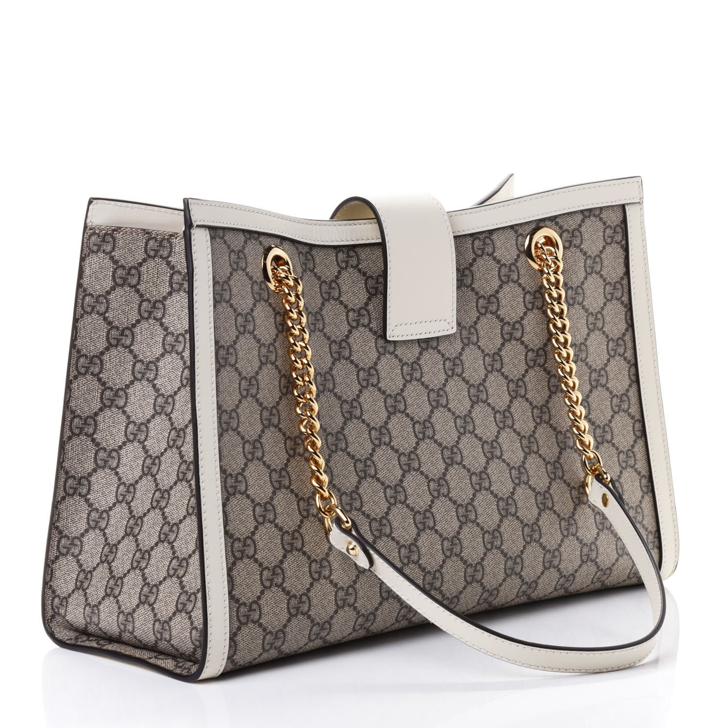 GG Supreme Monogram Medium Padlock Tote White