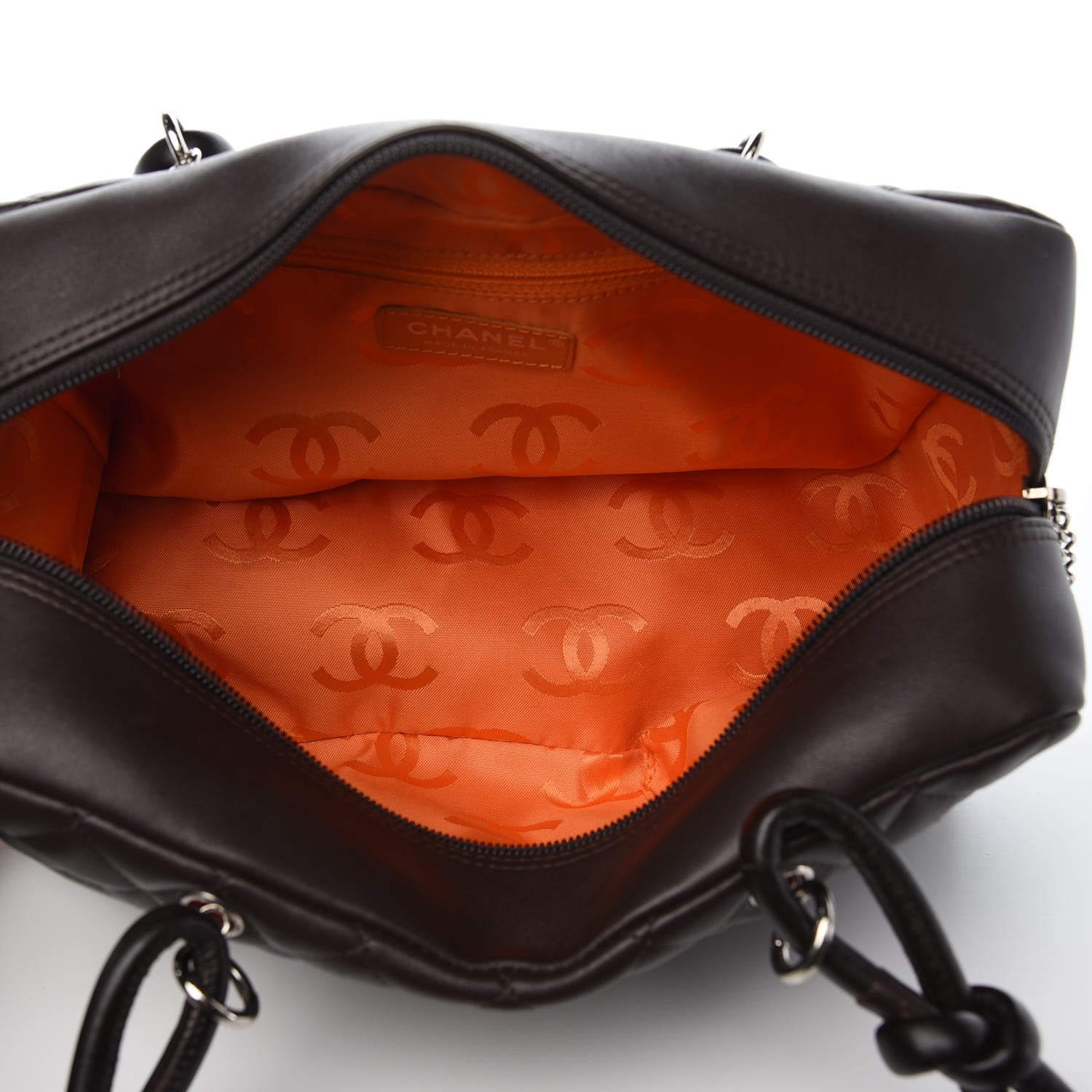 Chanel Calfskin Quilted Large Cambon Bowler Dark Brown 5 of 9
