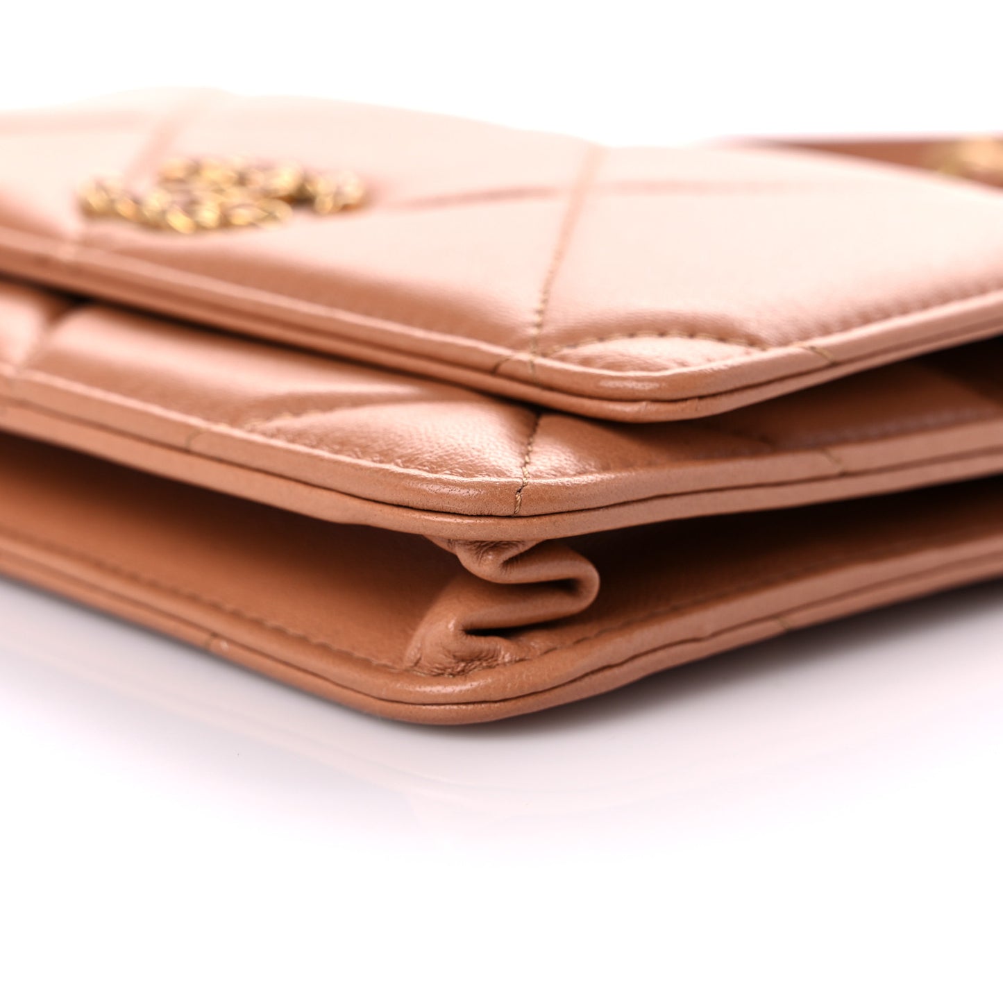 Lambskin Quilted Chanel 19 Wallet On Chain WOC Brown