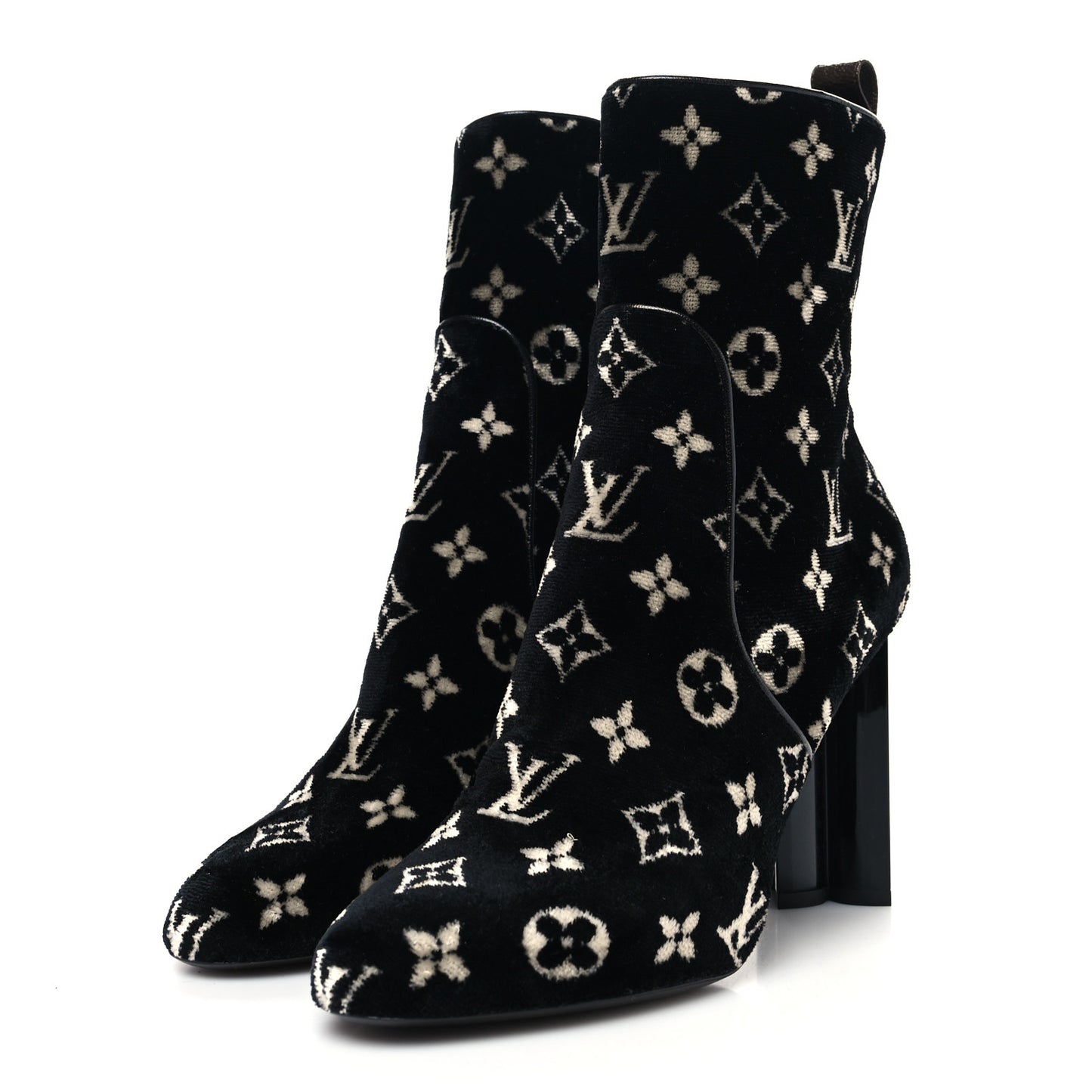 Velvet Monogram Silhouette Ankle Boots 40 Black