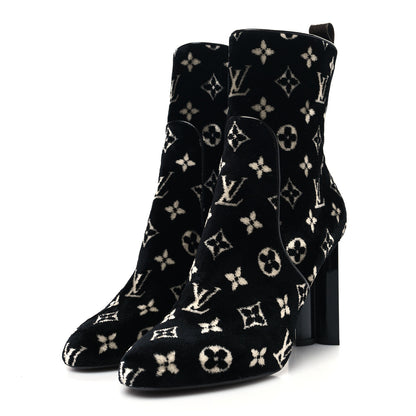 Louis Vuitton Velvet Monogram Silhouette Ankle Boots 40 Black 3 of 8