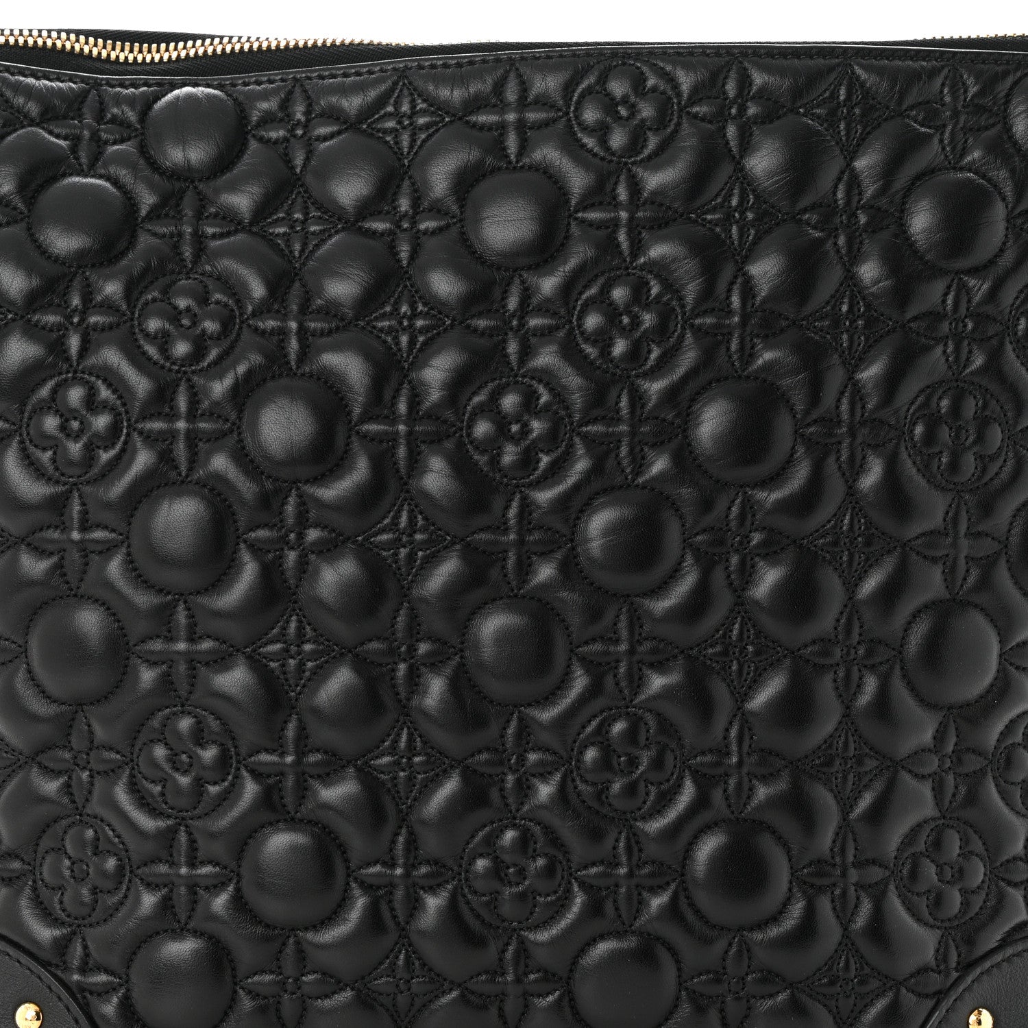 Louis Vuitton Lambskin Quilted Flowers Triangle Softy Black 7 of 10