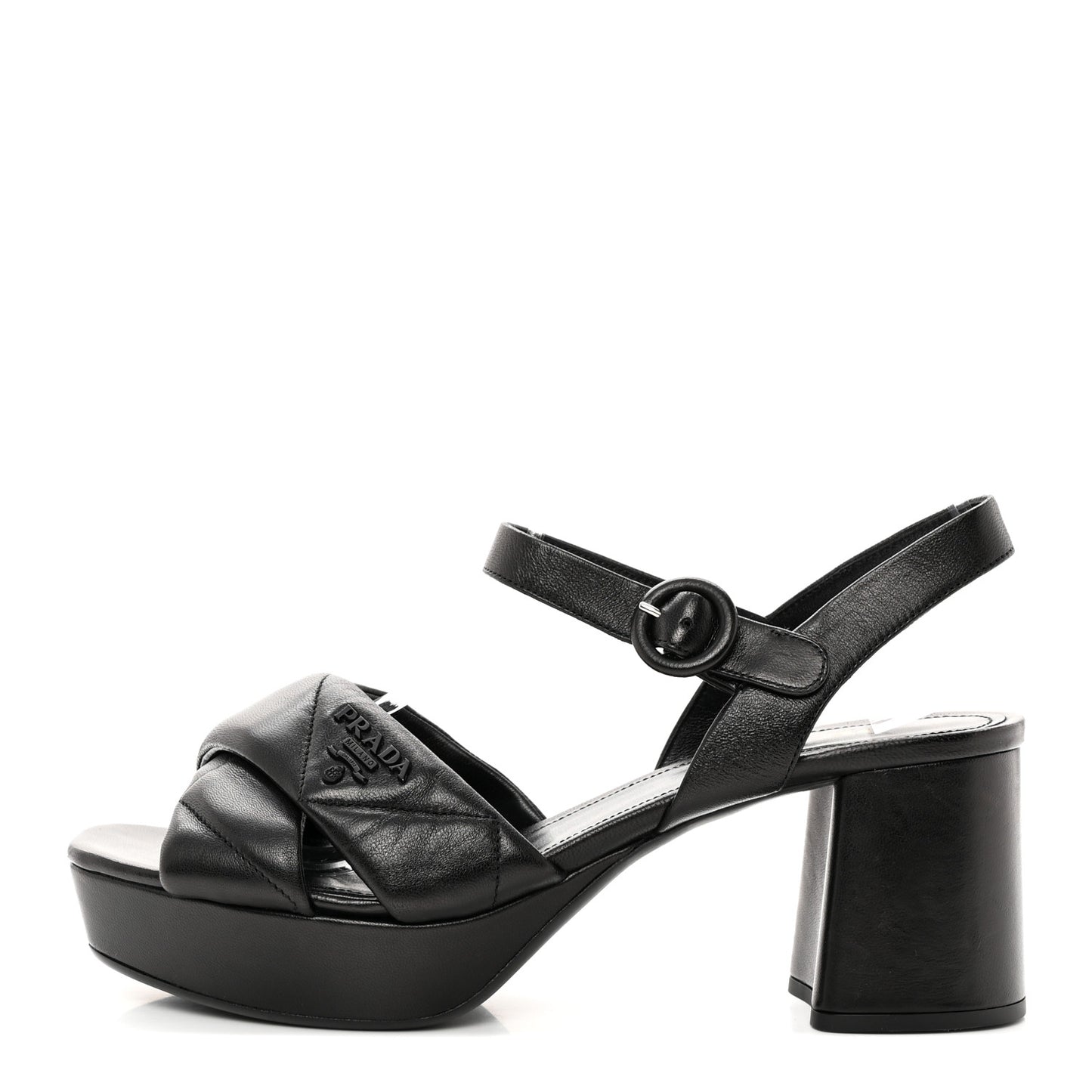 Nappa Logo Quilted Crisscross Platform 20/65mm Sandals 40 Black