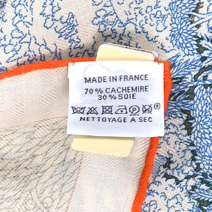 Hermes Cashmere Silk Retour a la Nature Shawl 140 Bleu Ciel Rose Cyclamen Orange 3 of 5