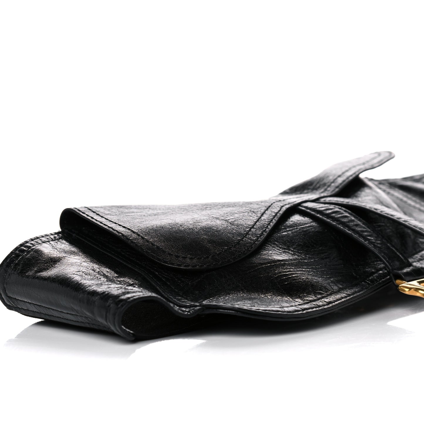 Crinkled Lambskin 135mm Saddle Belt Black