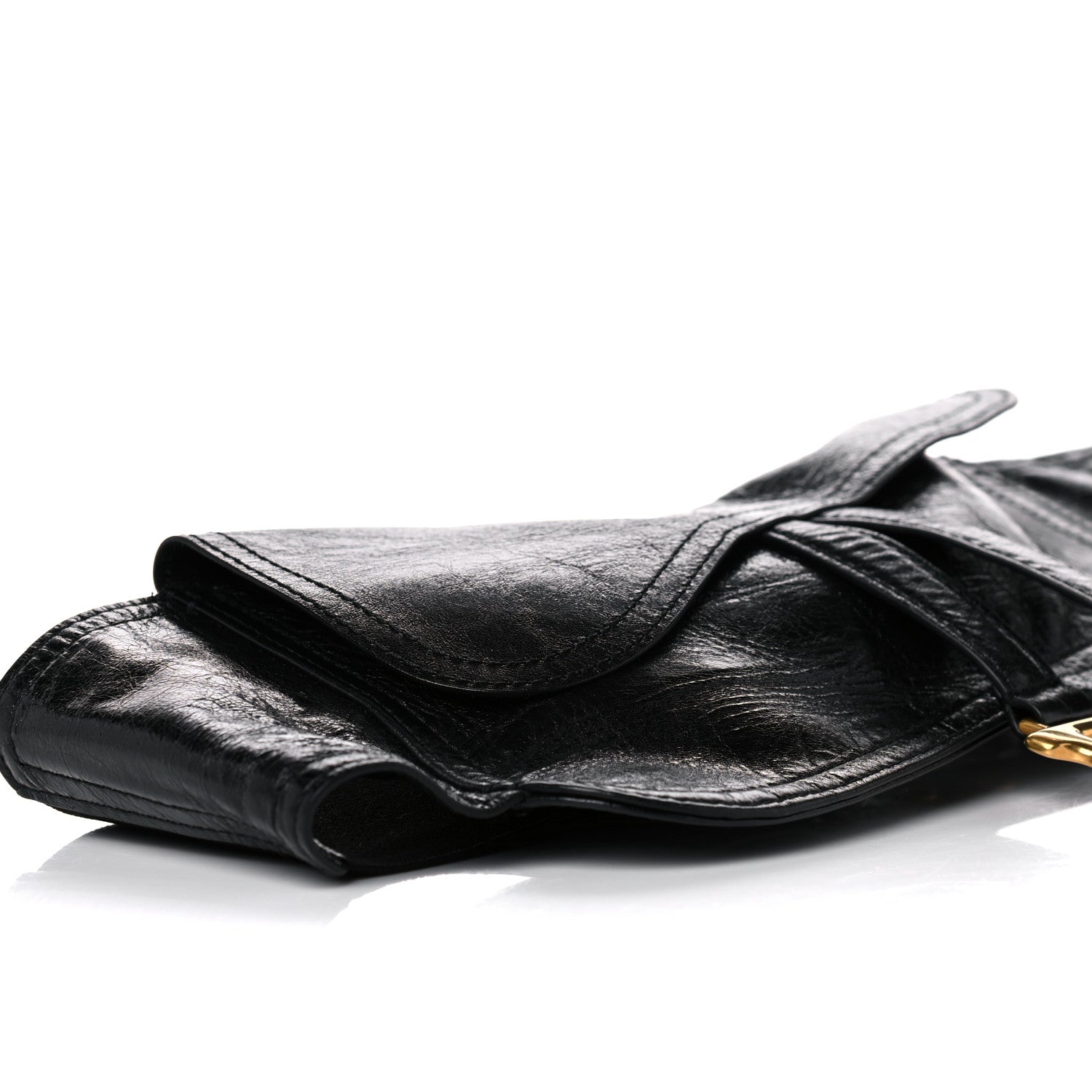 Christian Dior Crinkled Lambskin 135mm Saddle Belt Black 6 of 9