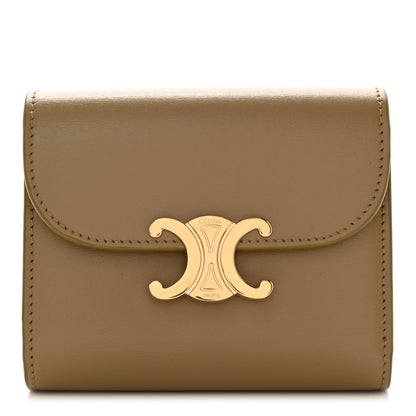Celine Shiny Smooth Lambskin Small Triomphe Wallet Olive 1 of 8
