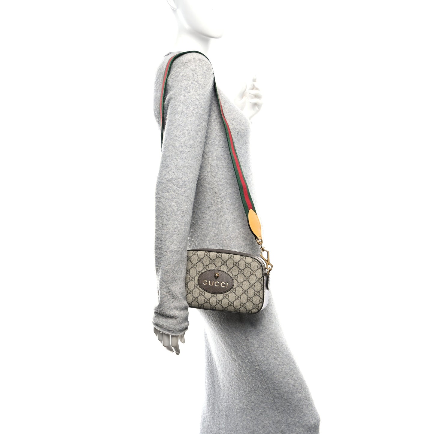 GG Supreme Monogram Web Neo Vintage Shoulder Bag Beige New Acero Crop