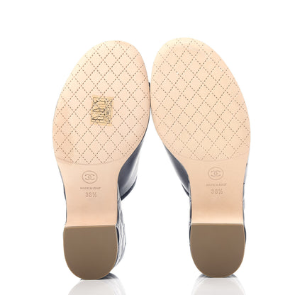 Chanel Lambskin Quilted CC Chain Mules 38.5 Navy Blue 6 of 9