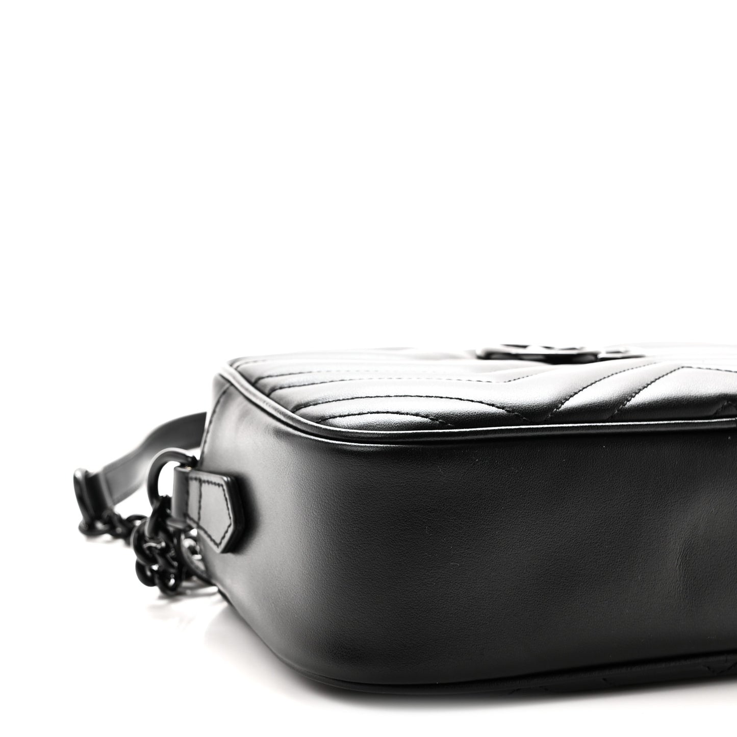 Calfskin Matelasse Monochrome Small GG Marmont Chain Shoulder Bag Black