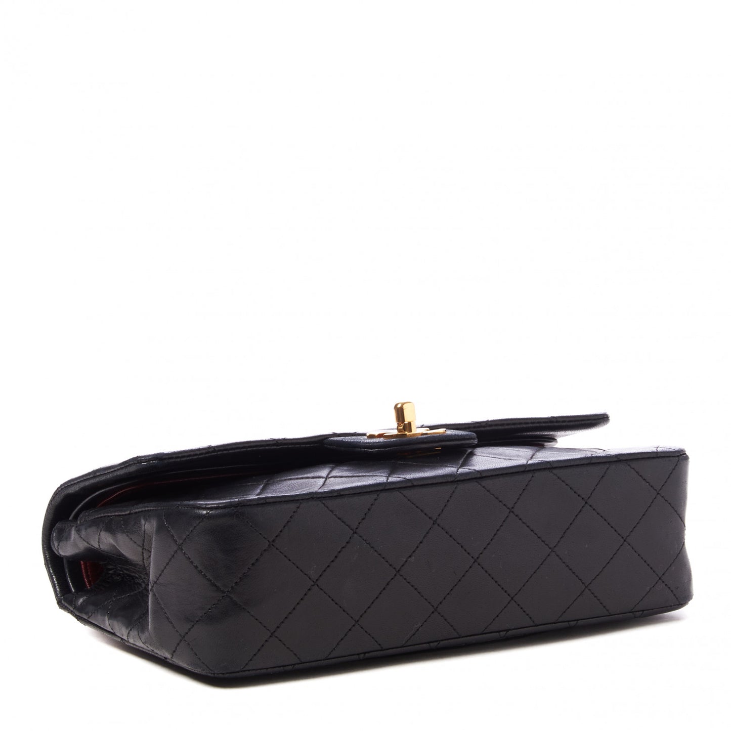 Lambskin Quilted Small Double Flap Black
