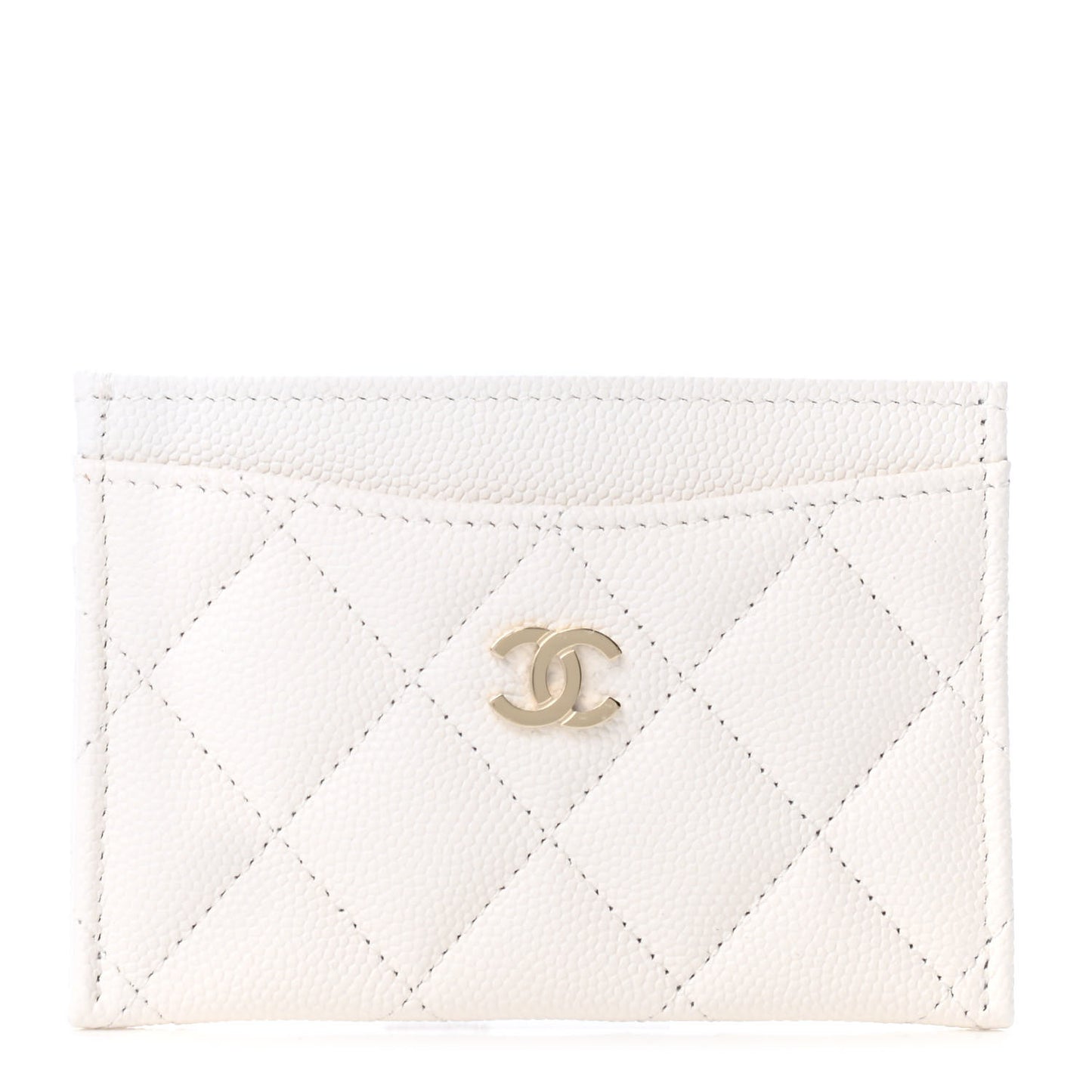Caviar Quilted Card Holder White