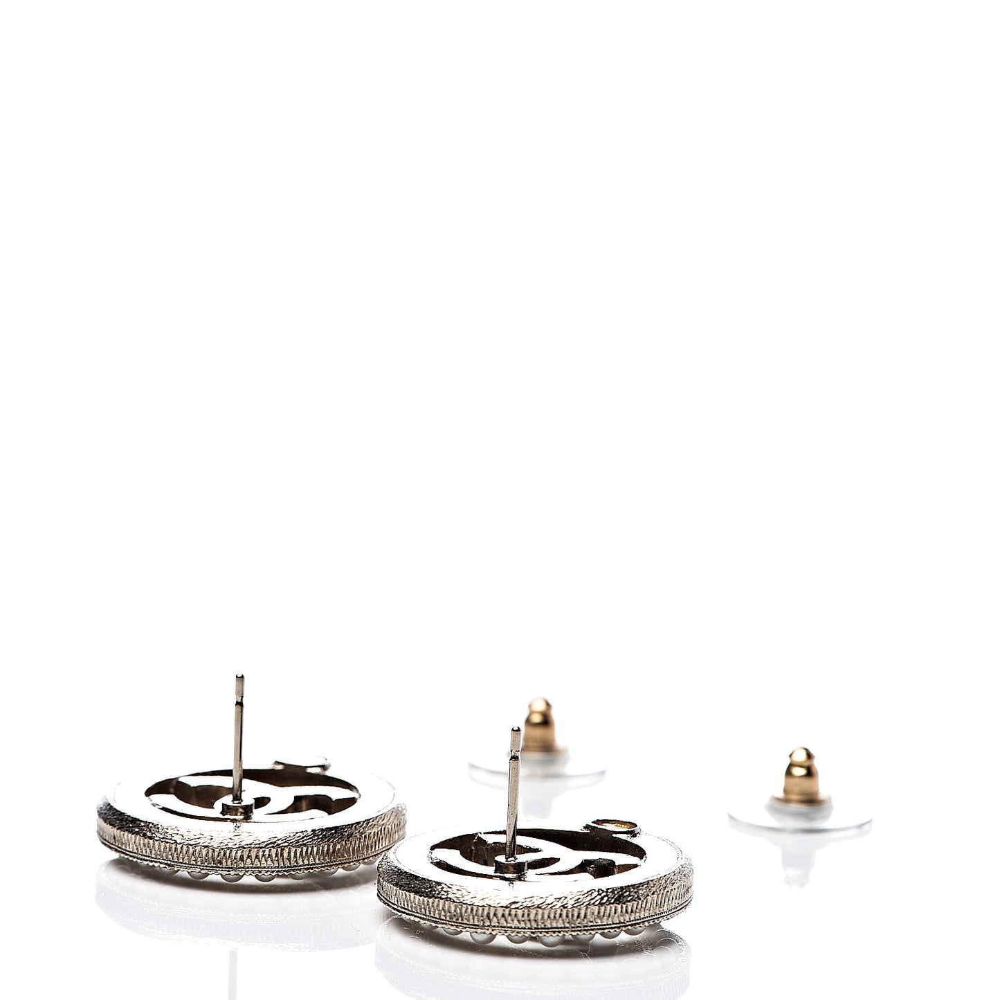 Pearl CC Round Earrings Gold