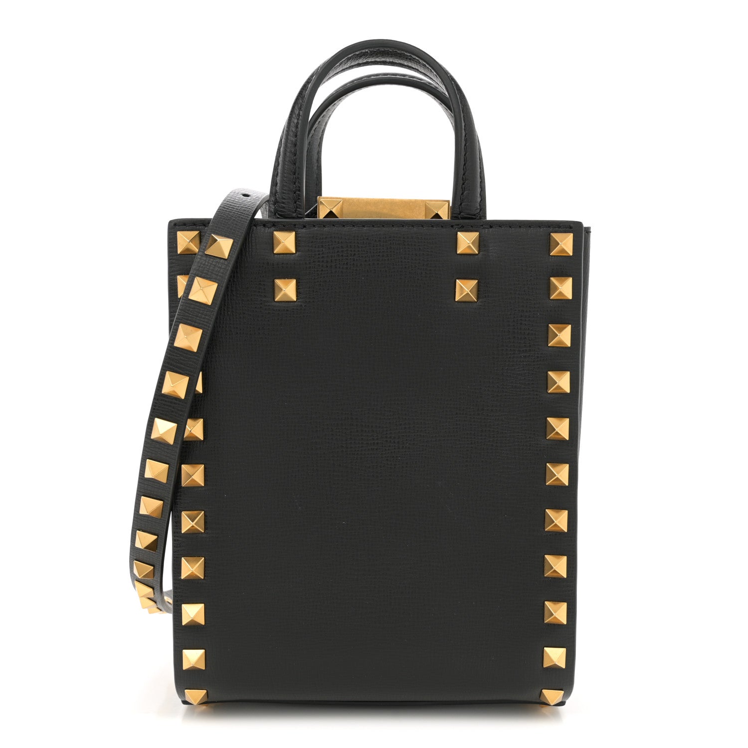 Valentino Garavani Grainy Calfskin Mini Rockstud Alcove Tote Black 1 of 10